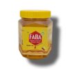 A jar of pure, natural honey from Faba Store with a yellow lid, ideal for health and wellness.